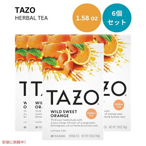 �y6�Z�b�g�zTAZO �^�] ���C���h �X�E�B�[�g �I�����W �e�B�[�o�b�O �n�[�u�e�B�[ �m���J�t�F�C�� 20�� x6�� �܂Ƃߔ��� Wild Sweet Orange Tea Bags