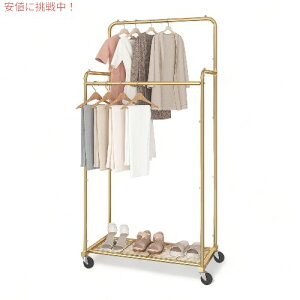 Simple Trending ԗ֕t _ubh ߗރ[ObN Double Rod Clothes Rolling Rack on Wheels COAi