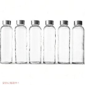 エピカ 532ml クリア グラスボトル 蓋つき 6本セット Epica 18oz Clear Glass Bottles with Lids Set of 6