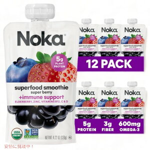 �m�J �X�[�p�[�t�[�h �X���[�W�[ �p�E�` �X�[�p�[�x���[ 120g 12�Z�b�g / Noka Superfood Fruit Smoothie Pouches Super Berry 4.22oz 12ct