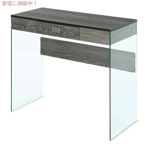 Convenience Concepts \[z[ ot KX 36C` fXN [EFU[hO[/KX] SoHo 1 Drawer Glass 36 inch Desk Weathered Gray/Glass