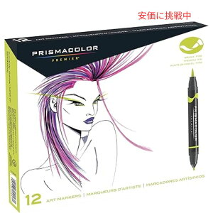 Prismacolor Premier �f���A���G���h �A�[�g�}�[�J�[ �׎����u���V�`�b�v 12�F�Z�b�g 12 Colors Set Dual-Ended Art Markers with Fine & Brush Tip