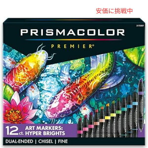 Prismacolor �v���~�A �f���A���G���h �A�[�g�}�[�J�[ �׎����`�[���`�b�v �n�C�p�[�u���C�g�J���[ 12�F Premier Dual-Ended Art Markers Hyper Bright Colors