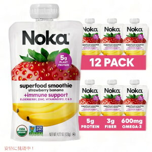 �m�J �X�[�p�[�t�[�h �X���[�W�[ �p�E�` �X�g���x���[ �o�i�i 120g 12�Z�b�g / Noka Superfood Fruit Smoothie Pouches Strawberry Banana 4.22oz 12ct