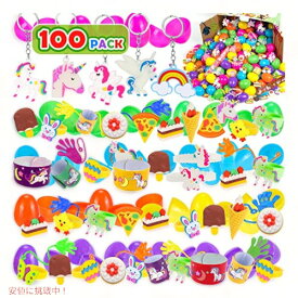 ガボス 100個パック プレフィルドイースターエッグ おもちゃとユニコーン入りプラスチック製イースターエッグ入りおもちゃ