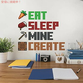 RoomMates RMK5007SCS マインクラフト Eat Sleep Mine Create Quote 剥がして貼るウォールデカール