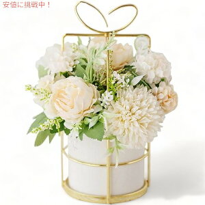 LtC  U VN sIj[ O AWTC ԕrt e[ut[ (zCg) KIRIFLY Artificial Flowers Fake Peony Silk Hydrangea Flower with Vase (White)