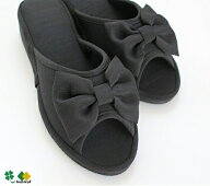 スリッパ 5足セット ヒール リボン 黒 BK シャンタン生地 アウトレット品 家庭用 事務所 業務用 オフィス…