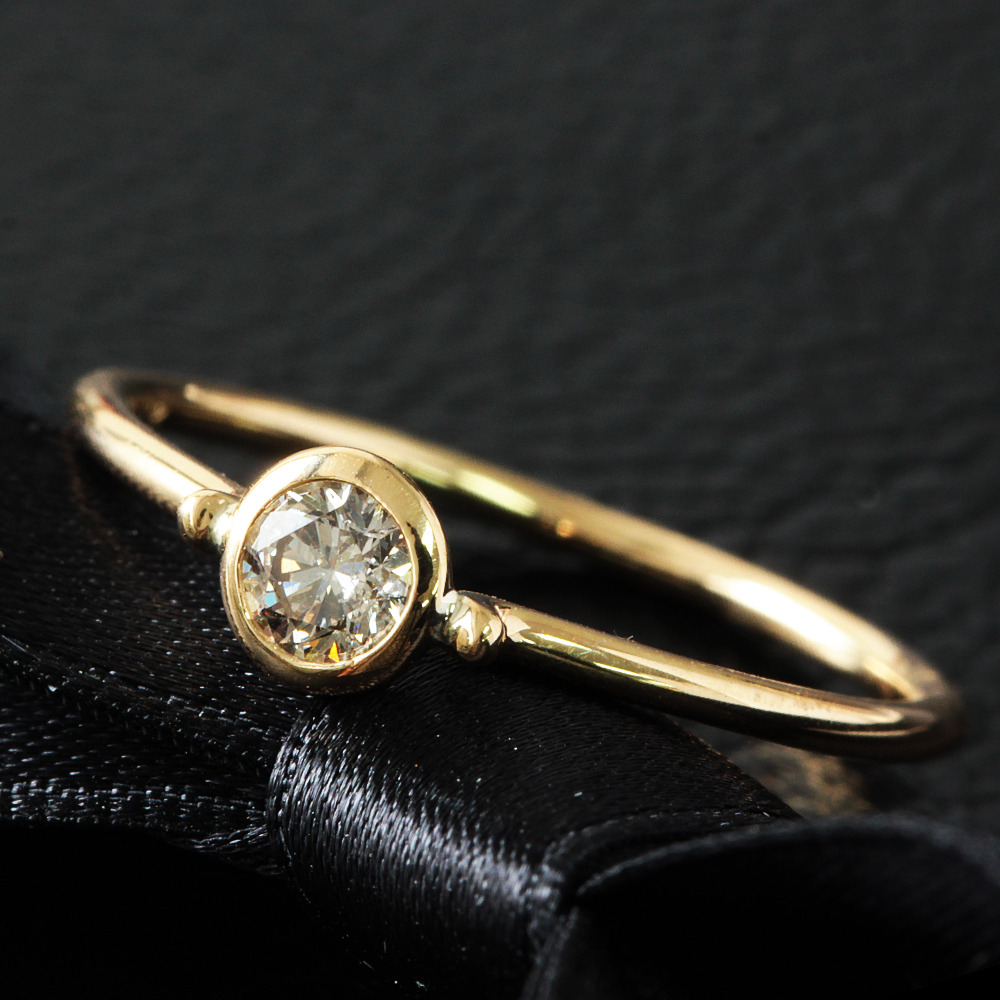 【鑑別書付】 0.2ct ダイヤモンド K18 イエローゴールド バイザヤードタイプ リング 18金 指輪 4月誕生石 | Four Seasons  Jewellery