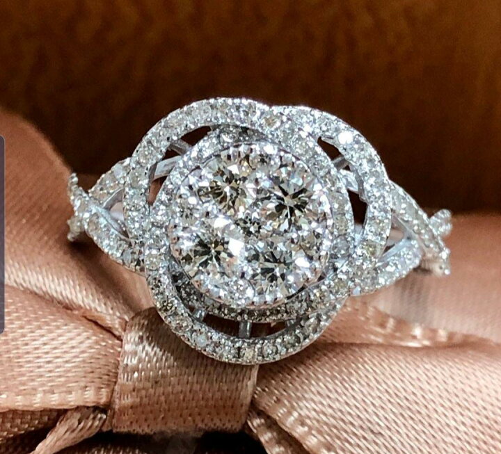 楽天市場】ダイヤモンド リング K18 ホワイトゴールド 計0.9ct 鑑別 