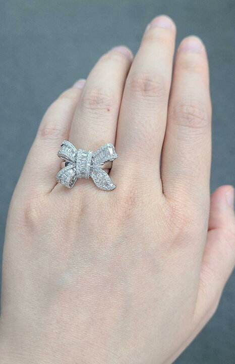 楽天市場】ダイヤモンド リング リボン K18 WG 1カラット ダイヤ 指輪  