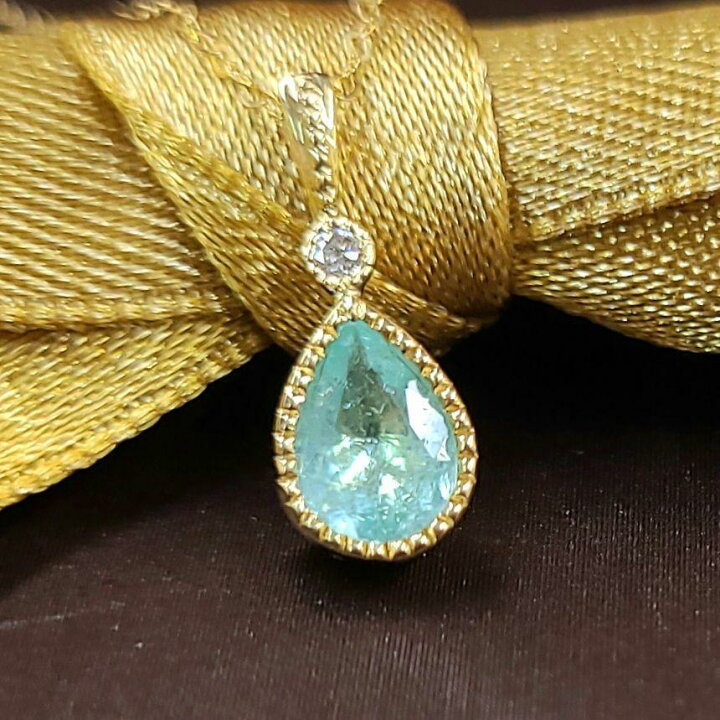 楽天市場】パライバトルマリン ネックレス 0.5ct ペアシェイプ K18  