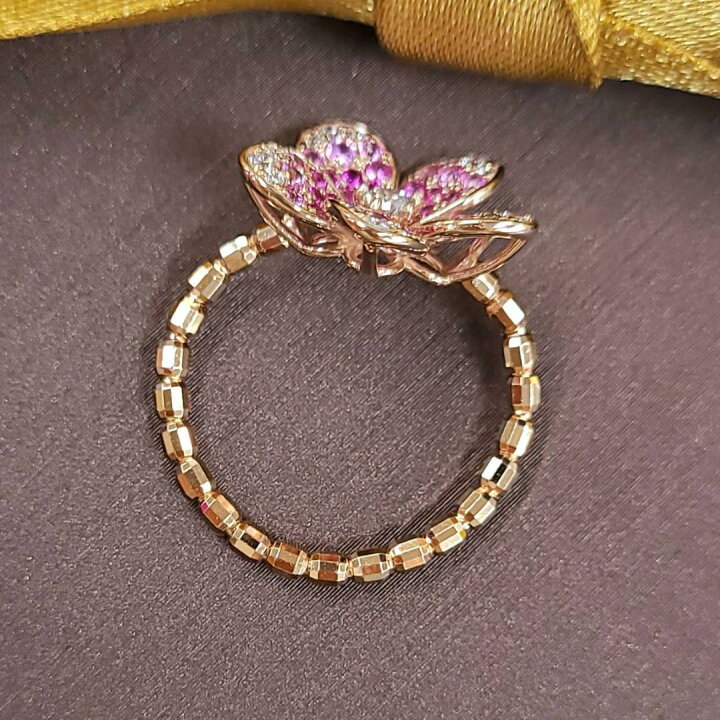 楽天市場】天然 ピンク サファイア リング フラワー 0.55ct 鑑別書付  
