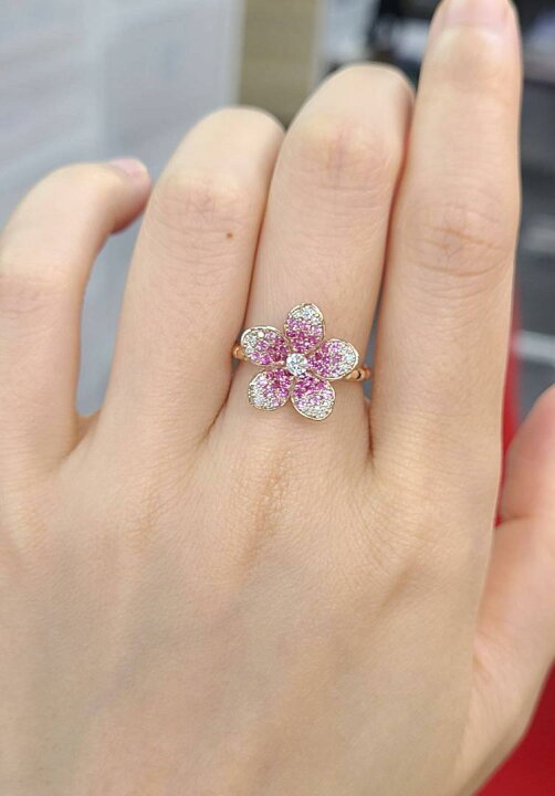 楽天市場】天然 ピンク サファイア リング フラワー 0.55ct 鑑別書付  
