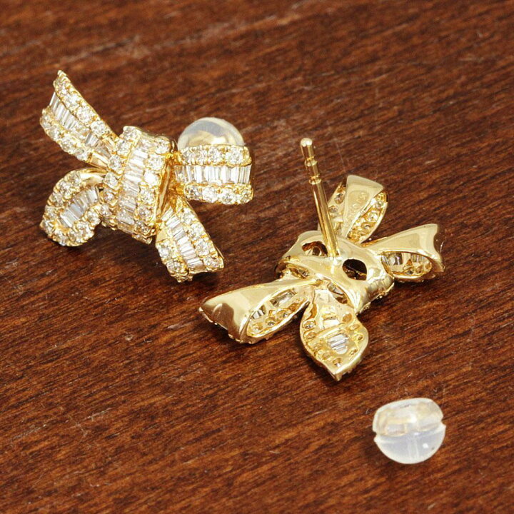 楽天市場】【鑑別書付】 可愛い！人気 リボン モチーフ 計 1ct  