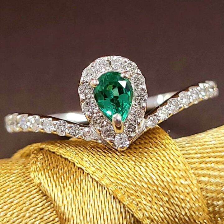 楽天市場】ペアシェイプ 天然 エメラルド 0.15ct 天然 ダイヤモンド 
