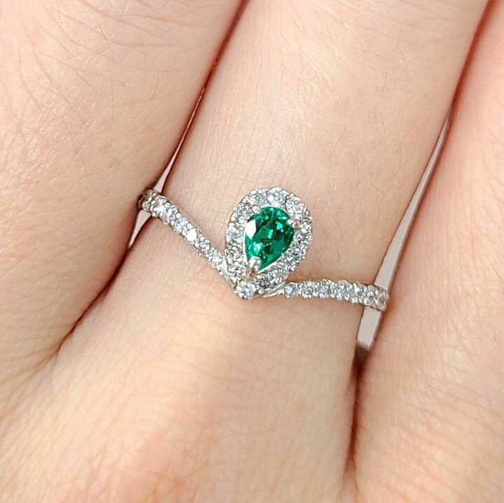 楽天市場】ペアシェイプ 天然 エメラルド 0.15ct 天然 ダイヤモンド 