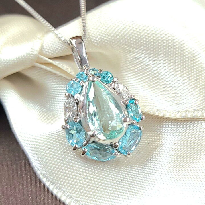 楽天市場】パライバトルマリン ネックレス 0.53ct ペアシェイプ 