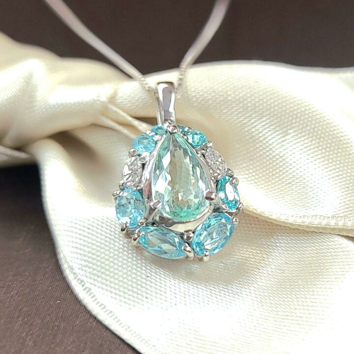楽天市場】パライバトルマリン ネックレス 0.53ct ペアシェイプ 