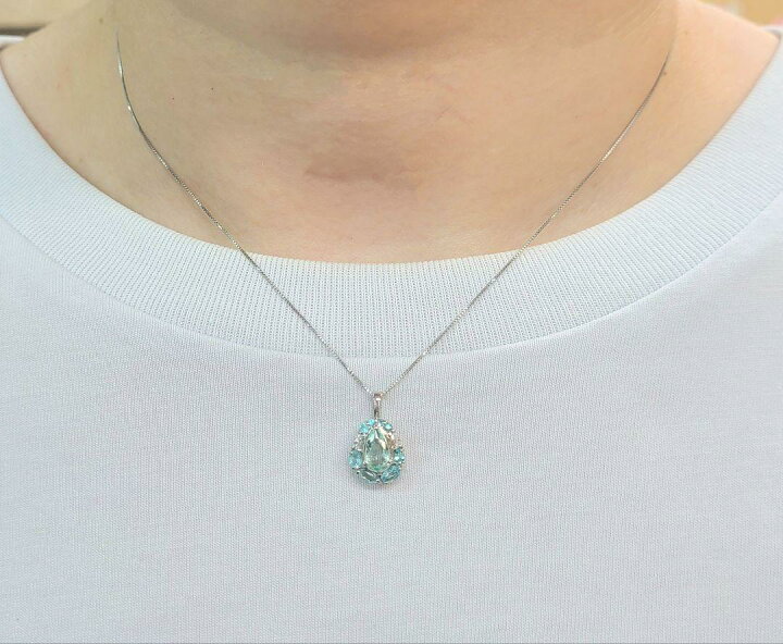 楽天市場】パライバトルマリン ネックレス 0.53ct ペアシェイプ 