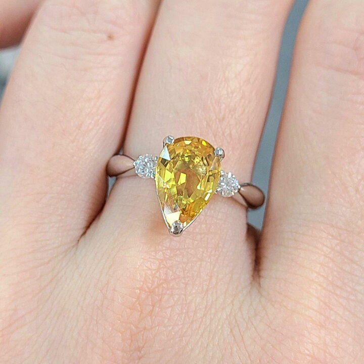 楽天市場】最高級品質 イエロー サファイア リング ペアシェイプ  