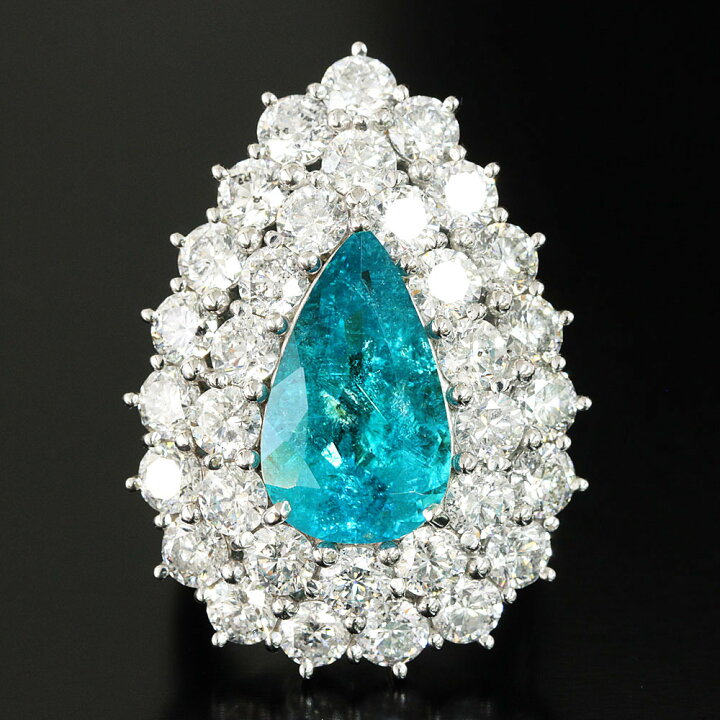 楽天市場】パライバトルマリン リング ブラジル産 ネオンブルー 7.36ct  