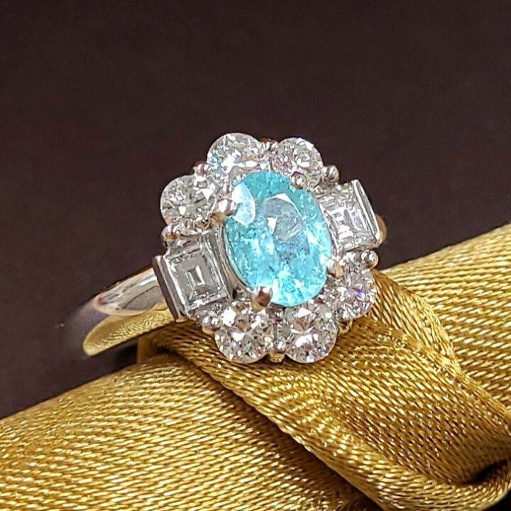 楽天市場】パライバトルマリン リング ブラジル産 0.7ct 中央宝石研究 