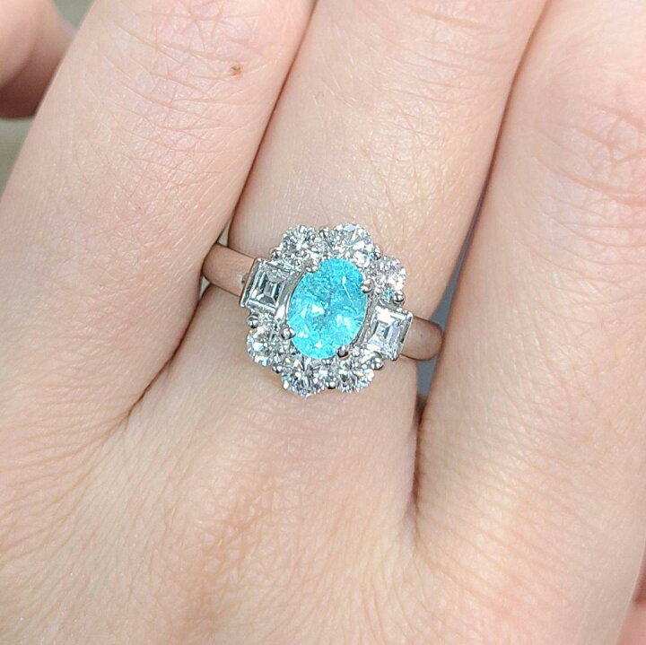 楽天市場】パライバトルマリン リング ブラジル産 0.7ct 中央宝石研究  