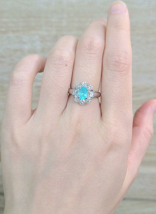 楽天市場】パライバトルマリン リング ブラジル産 0.7ct 中央宝石研究 