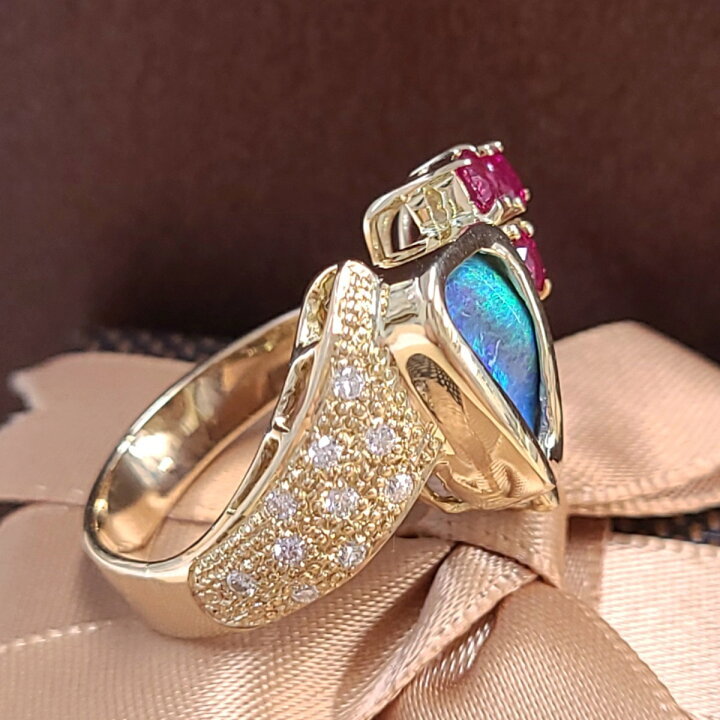 楽天市場】オパール リング 指輪 オパールリング ボルダーオパール K18  