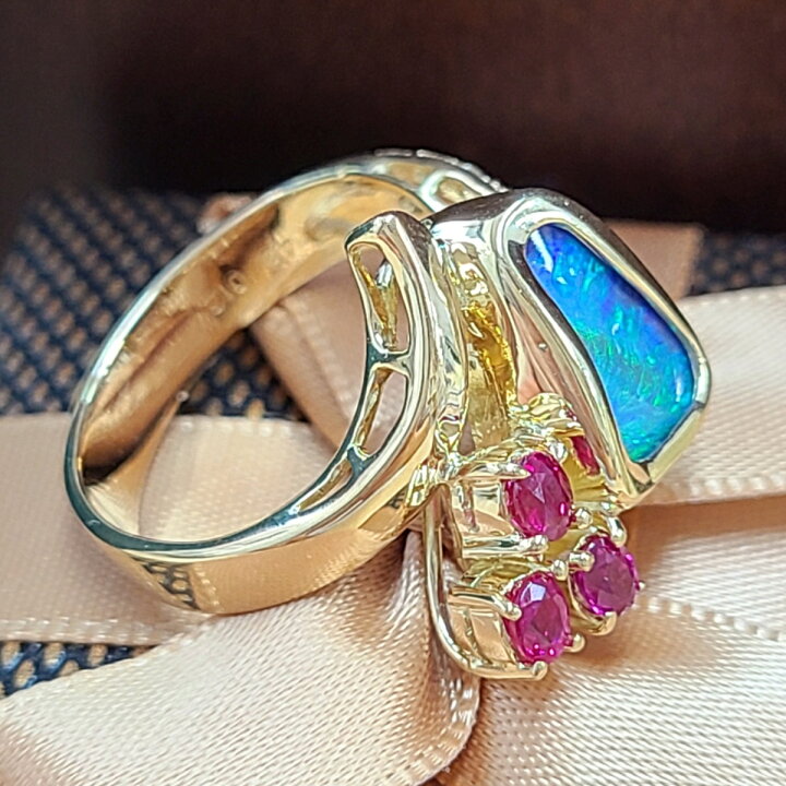 楽天市場】オパール リング 指輪 オパールリング ボルダーオパール K18  