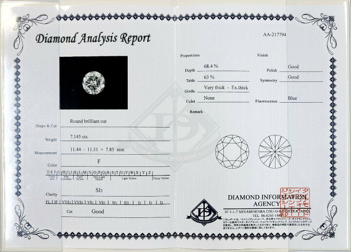 楽天市場】ダイヤモンド リング 7.145ct F SI 鑑定書付 プラチナ Pt900 