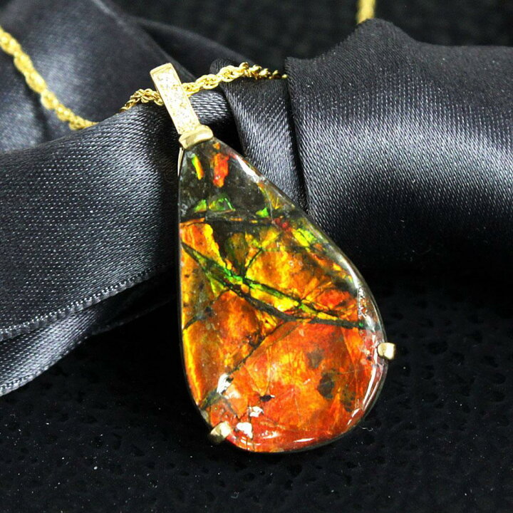 楽天市場】超希少美品！13ct アンモライト ダイヤ K18 yg ネックレス 