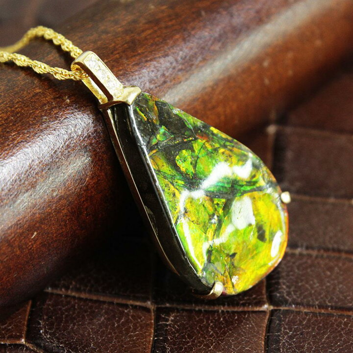 楽天市場】超希少美品！13ct アンモライト ダイヤ K18 yg ネックレス 