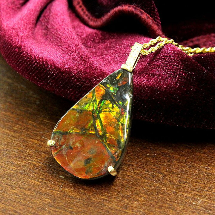 楽天市場】超希少美品！13ct アンモライト ダイヤ K18 yg ネックレス 