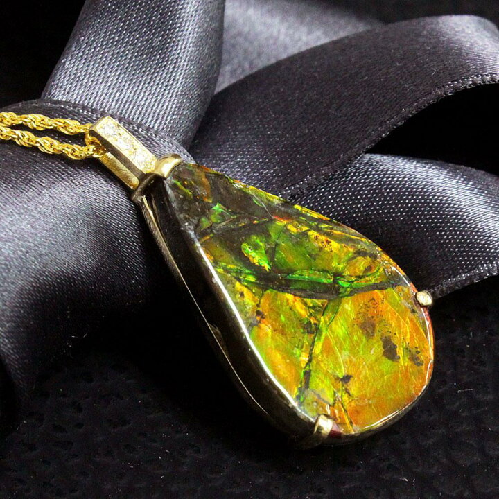 楽天市場】超希少美品！13ct アンモライト ダイヤ K18 yg ネックレス 