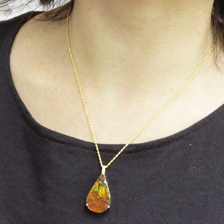 楽天市場】超希少美品！13ct アンモライト ダイヤ K18 yg ネックレス 