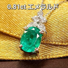 0.8ct エメラルド ダイヤモンド プラチナ ネックレス 鑑別書付 送料無料