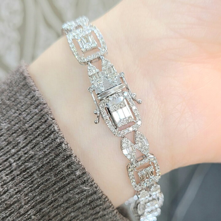 楽天市場】ダイヤモンド ブレスレット 5ct K18WG18金 ホワイトゴールド 