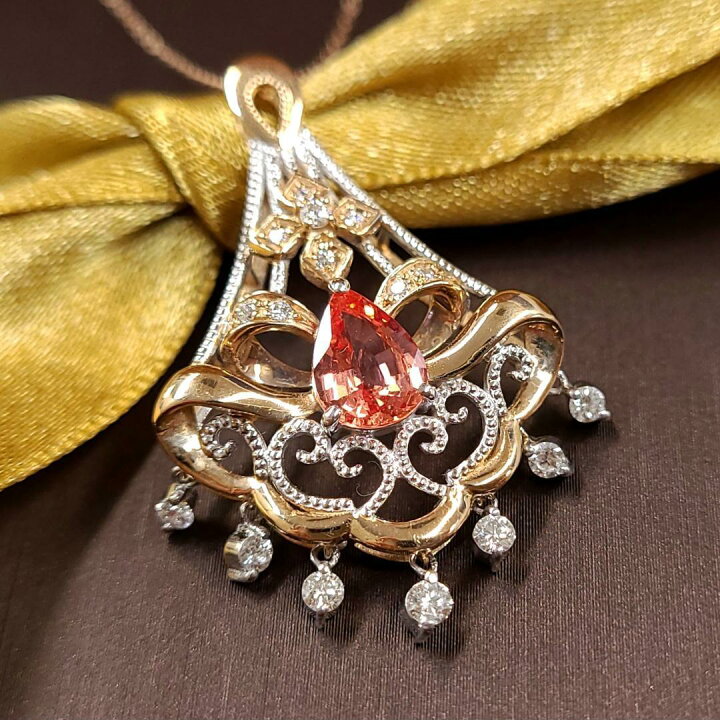 楽天市場】1.3ct パパラチアサファイア ダイヤモンド K18 PG  