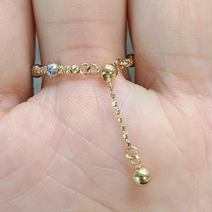 楽天市場】18金 コンビ K18 YG WG フリーサイズ チェーン リング 指輪  