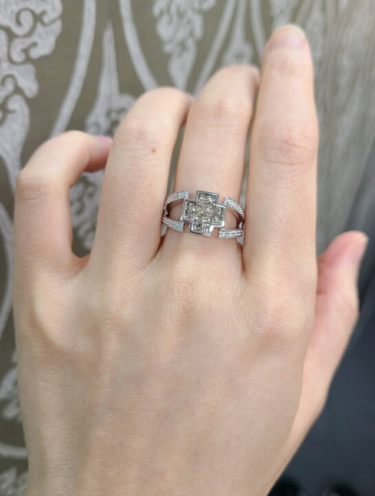 楽天市場】クロス 計 0.55ct ダイヤモンド プリンセスカット K18 WG  