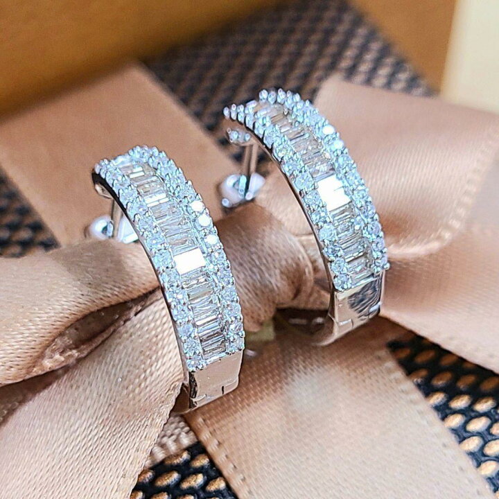 楽天市場】2way 計 0.5ct ダイヤモンド K18 wg フープ ピアス 鑑別書付 