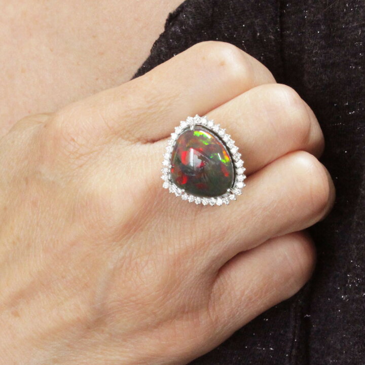 楽天市場】オーロラフラッシュ！16ct ブラックオパール ダイヤモンド  