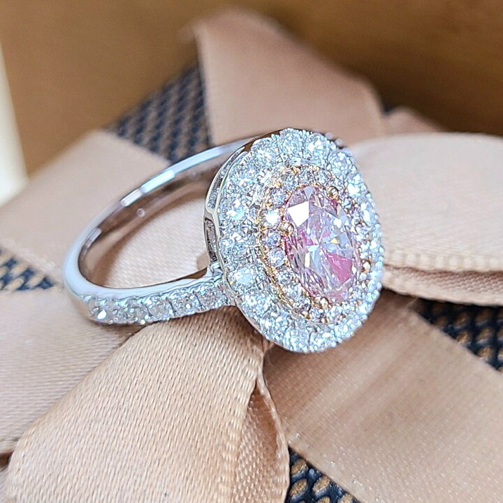 楽天市場】超希少！高品質！0.7ct 天然ピンクダイヤモンド K18 WG 