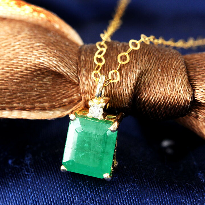 楽天市場】激安！濃緑 0.75ct エメラルド ダイヤ K18 yg ネックレス 