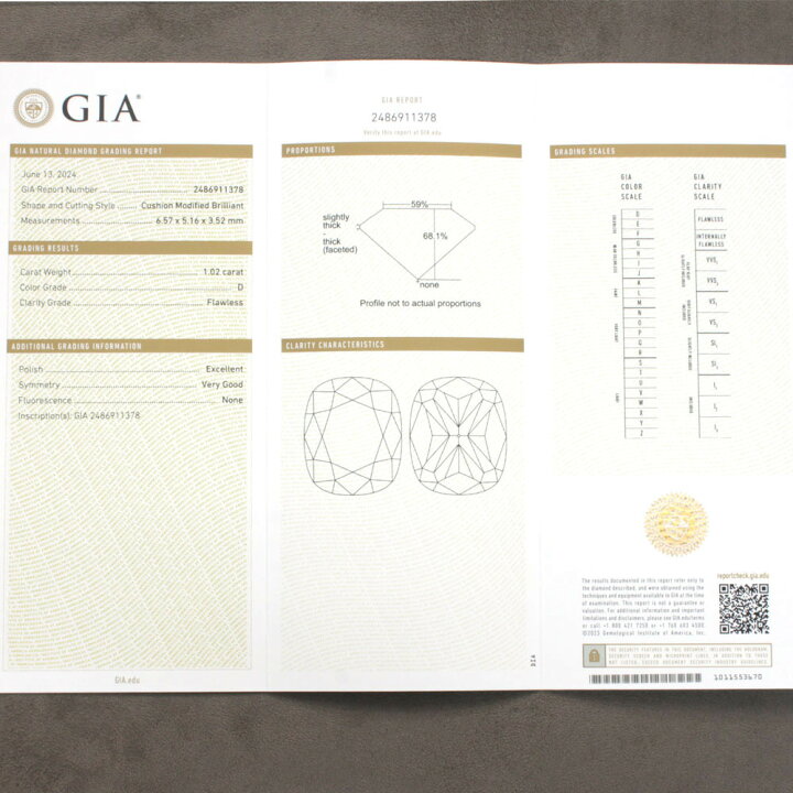 楽天市場】Type2a 超希少！GIA 1ct D FL EX ダイヤモンド クッション 