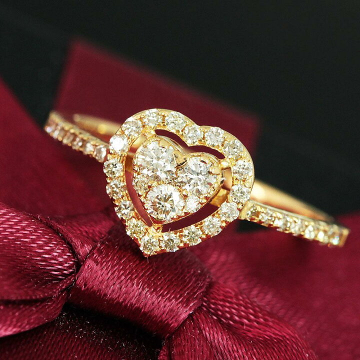 楽天市場】キュート 0.4ct ダイヤモンド K18 yg ダブル ハート リング 