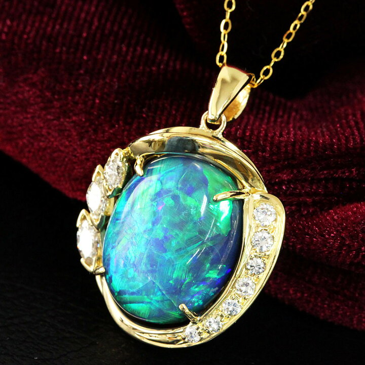 楽天市場】希少大粒！12ct ブラックオパール ダイヤモンド K18 yg 