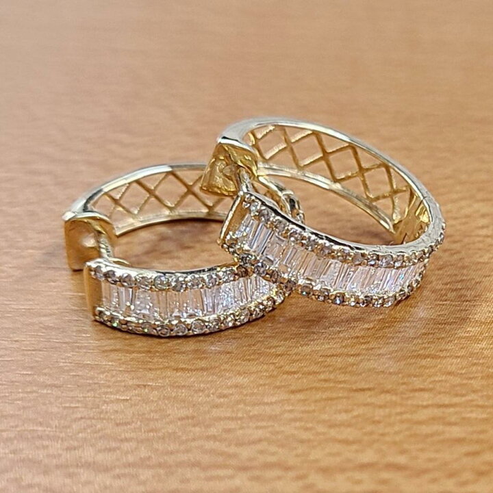 楽天市場】2way! 計1ct ダイヤモンド K18 YG 18金 フープピアス 鑑別 